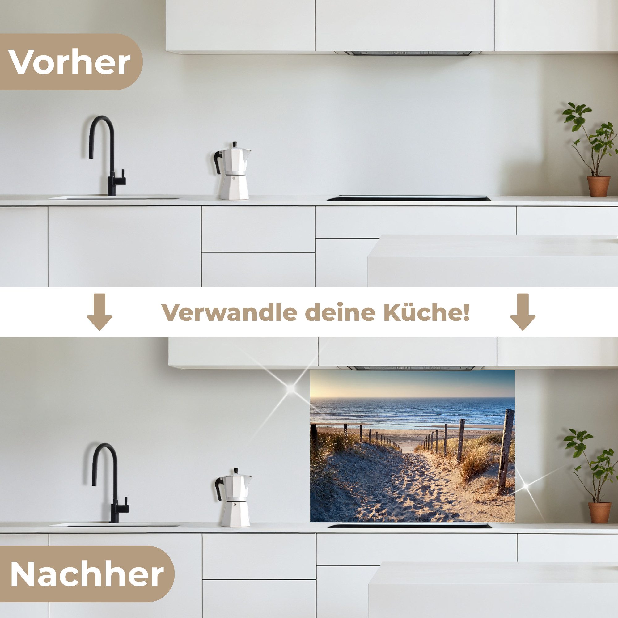 KitchenYeah Küchenrückwand selbstklebend Sand - Strand - Düne - Meer - Sommer, (1-tlg), Spritzschutz, Küche, Rückwand, Küchenwand, Küchenfront, 80x60 cm – Bild 3 von 5