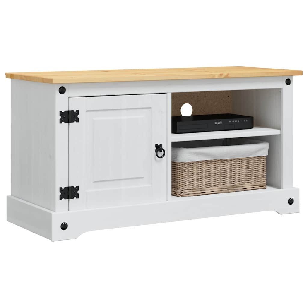 vidaXL TV-Schrank TV-Schränk CORONA 100 x 40 x 52 cm Weiß Massives Kiefernholz (1-St)
