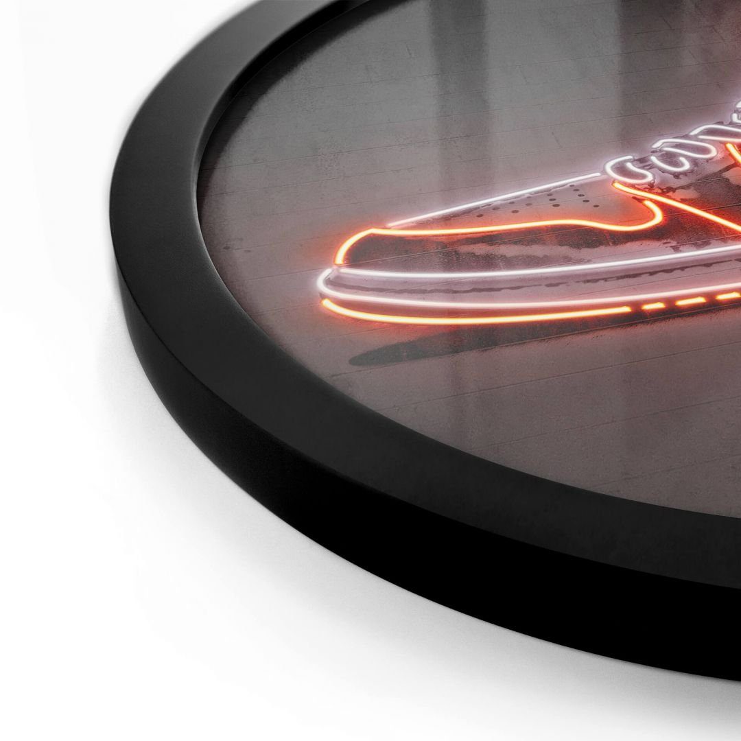 K&L Wall Art Poster Wandbild Mielu - Sneaker, rund, Beton-Optik Neon Fashion Nike, Wandposter Wohnzimmer