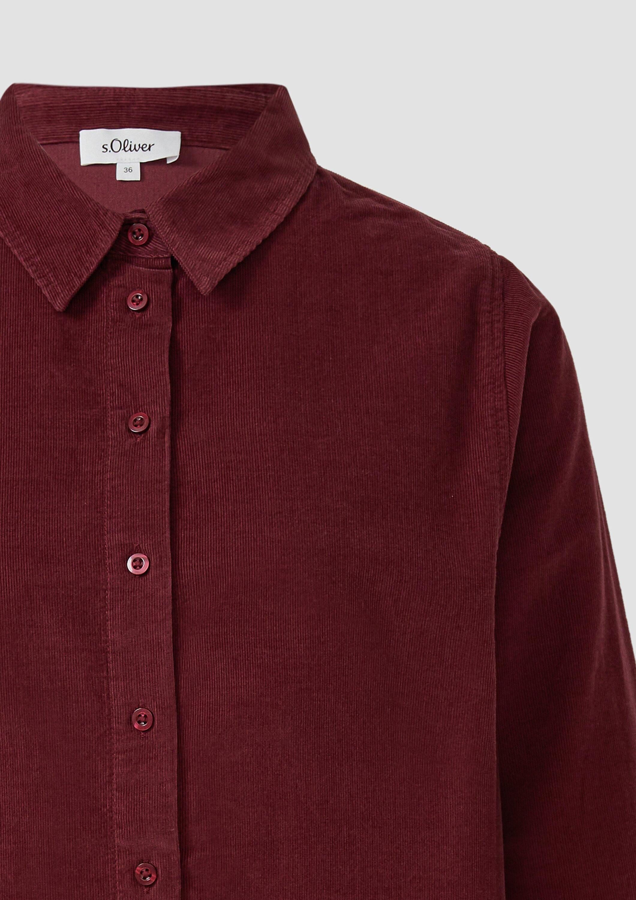 s.Oliver Langarmbluse Bluse Feincord-Bluse mit Hemdkragen