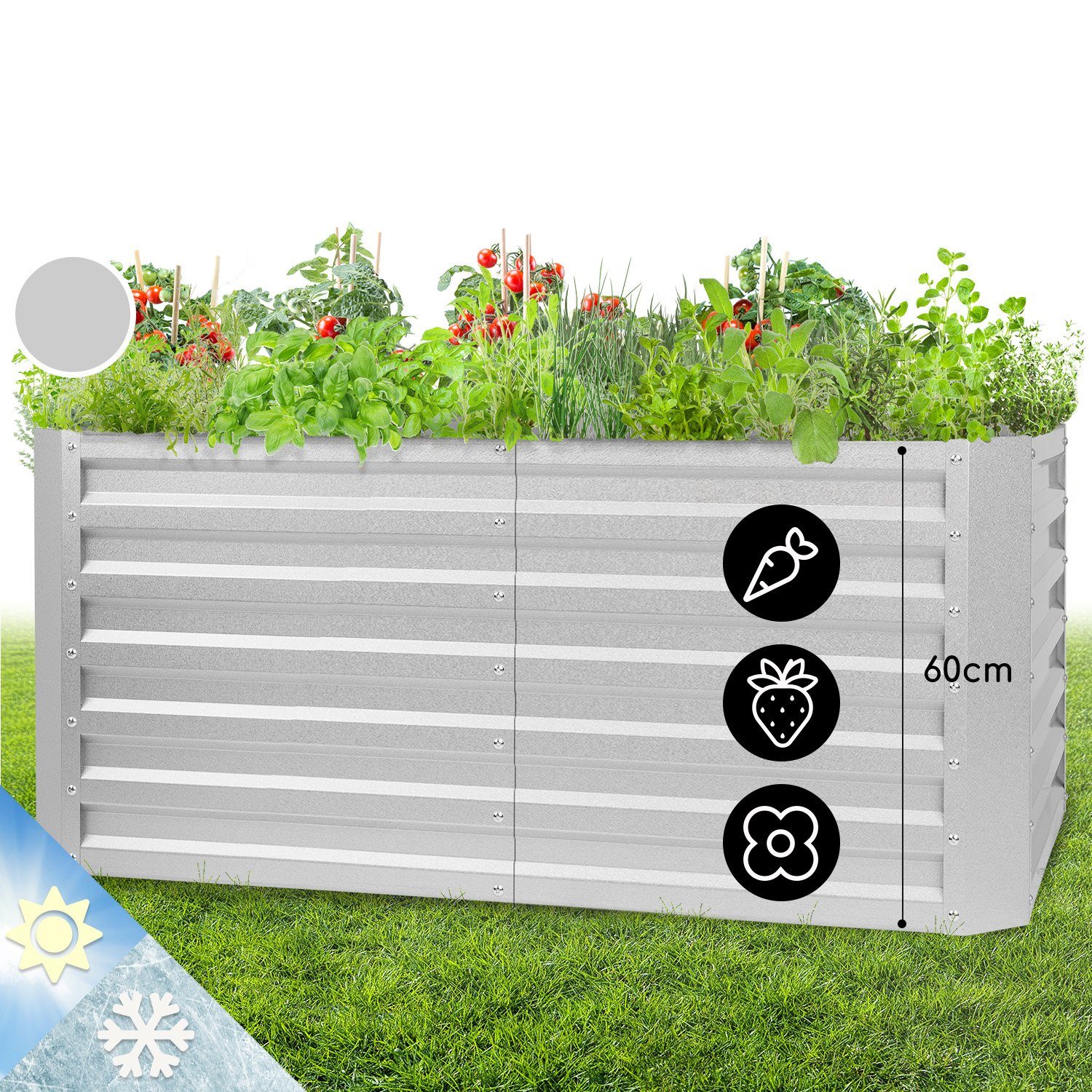 blumfeldt Hochbeet High Grow Straight Hochbeet Metall, Hochbeet Metall Balkon Pflanzkasten Pflanzkübel Blumenkasten
