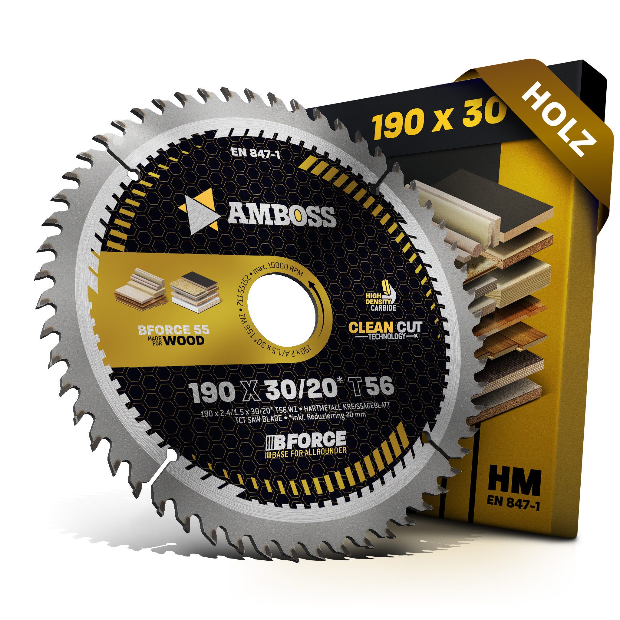 Amboss Werkzeuge Kreissägeblatt HM Kreissägeblatt - 190 x 2.4/1.5 x 30 Z56 WZ