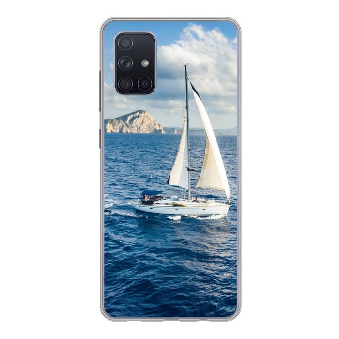 MuchoWow Handyhülle Boot - Weiß - Meer Handyhülle Samsung Galaxy A51 5G Smartphone-Bumper Print Handy