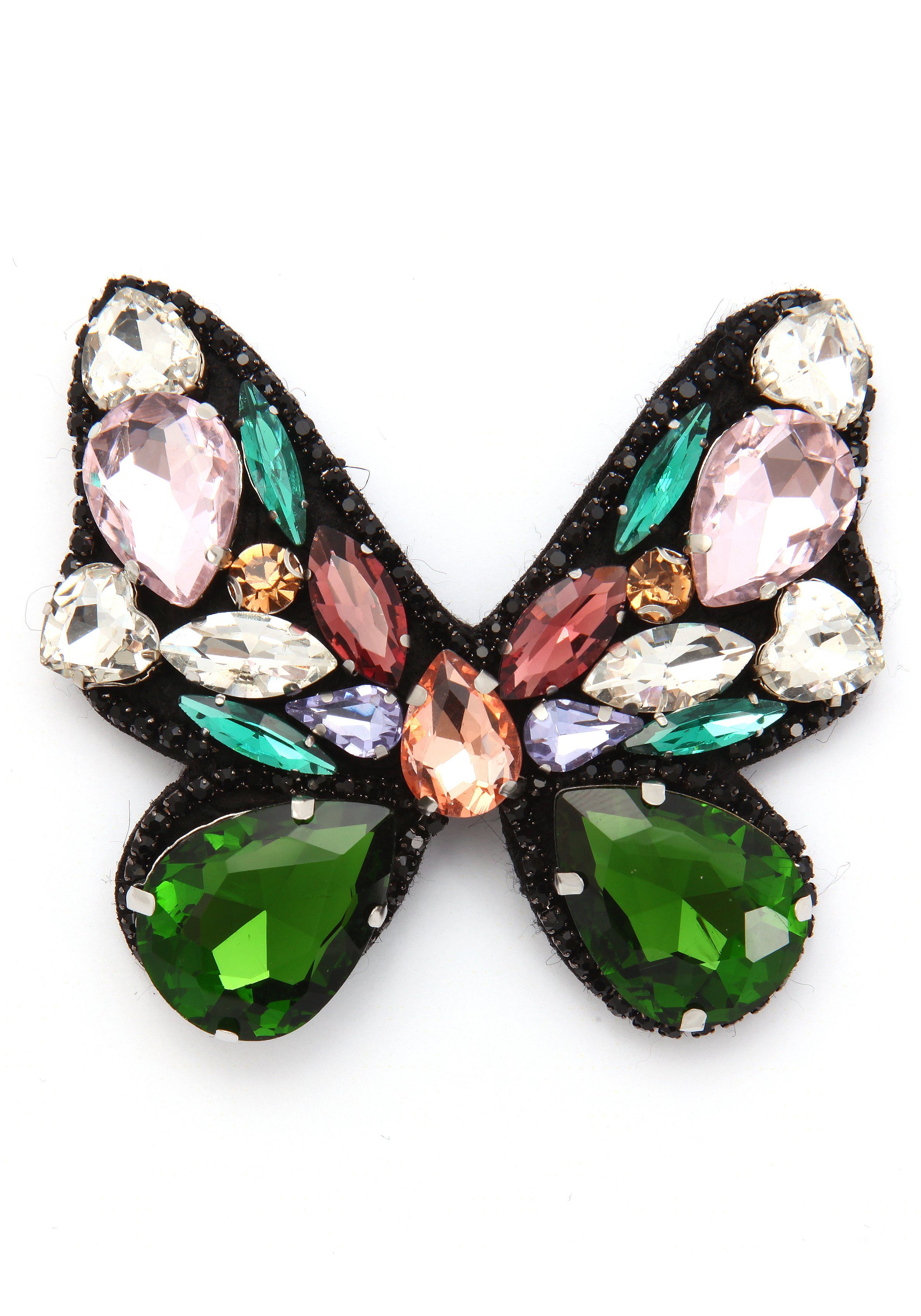 Firetti Brosche Schmuck Geschenk Ansteckschmuck Schmetterling, mit Glasstein