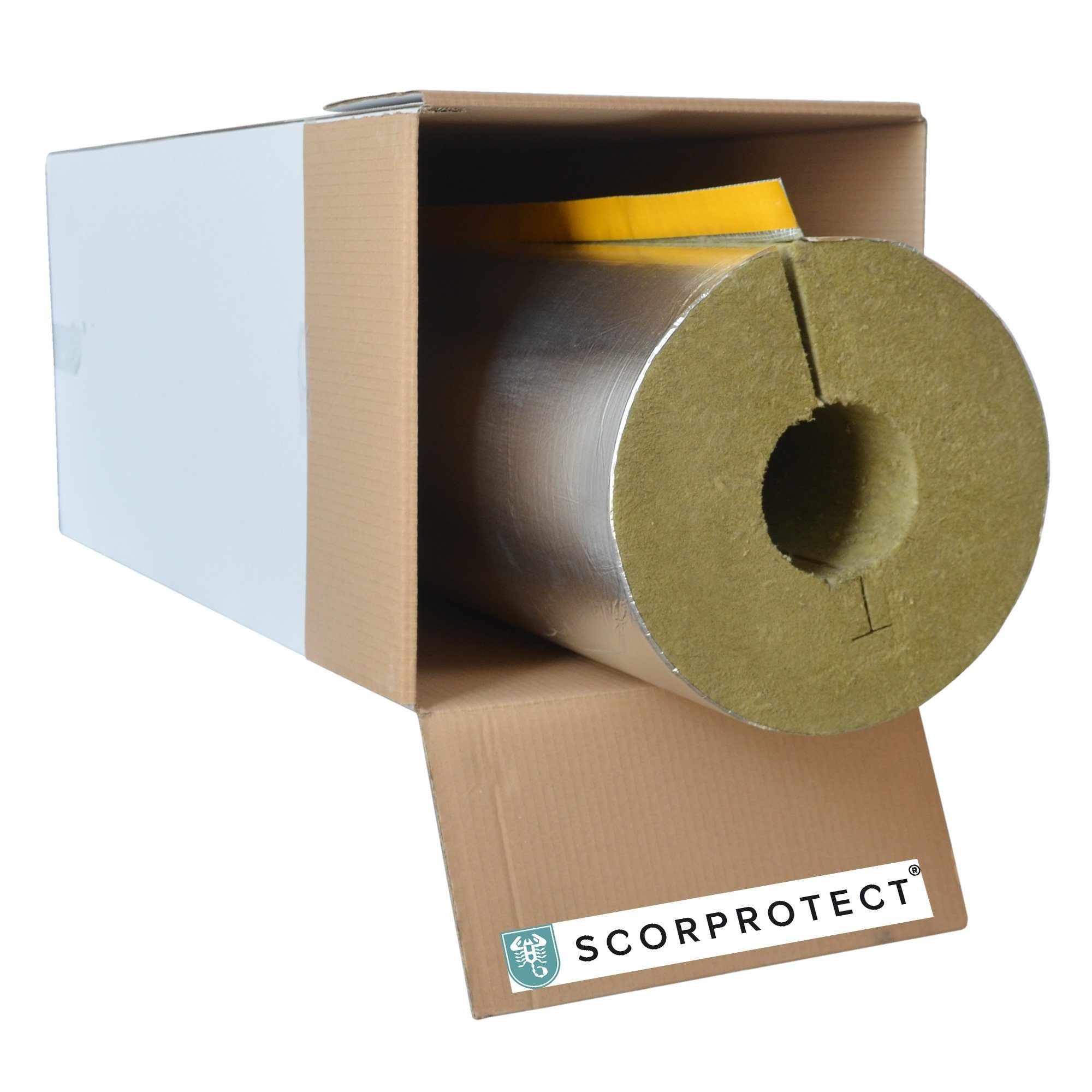 Scorprotect® Steinwolle voller Karton Rohrisolierung Steinwolle alukaschiert 0.040 W/mK, (1-St)