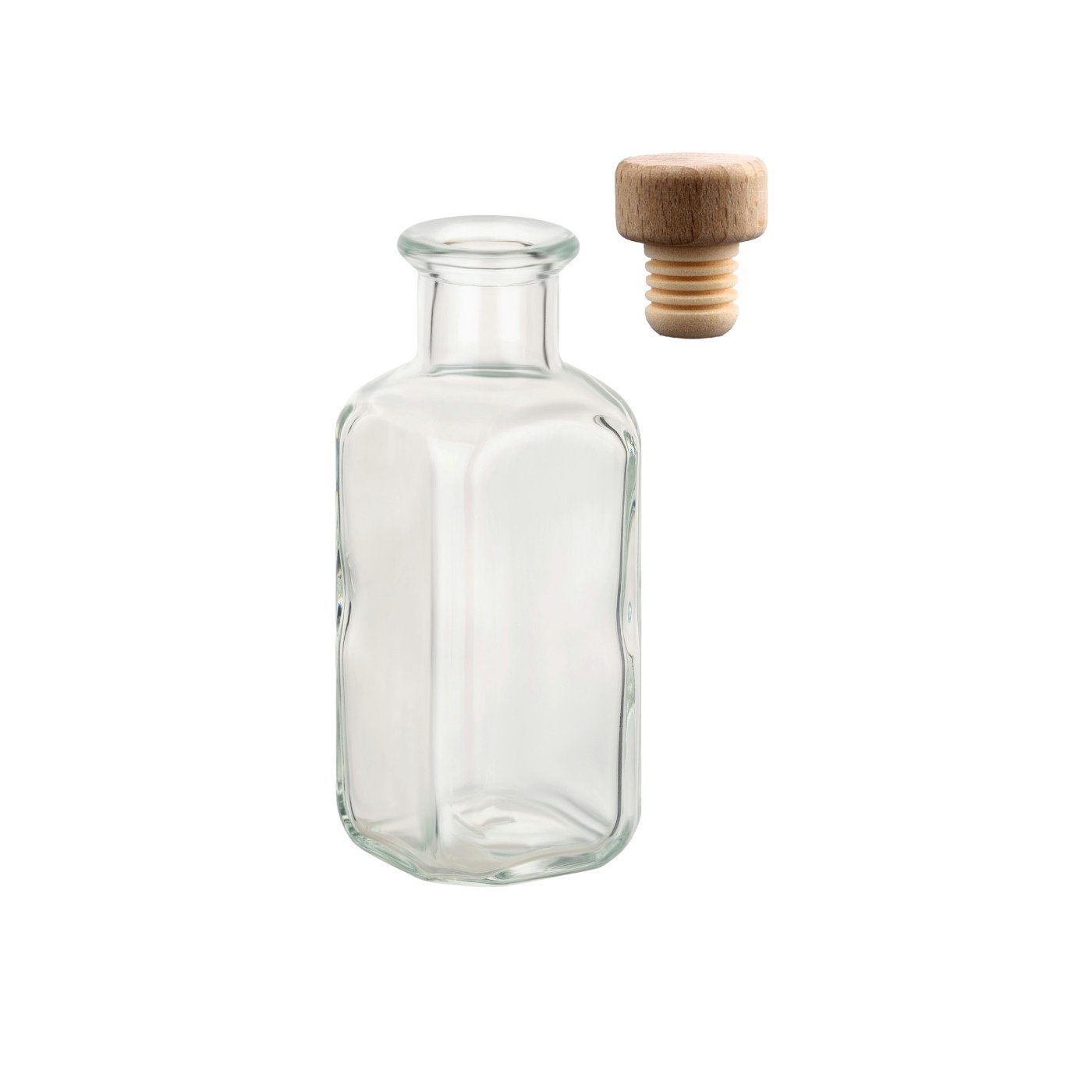 Korken zum eckig Set Glasflaschen 12er mit Apotheker Befüllen, Holzgriffkorken Trinkflasche ml gouveo 100