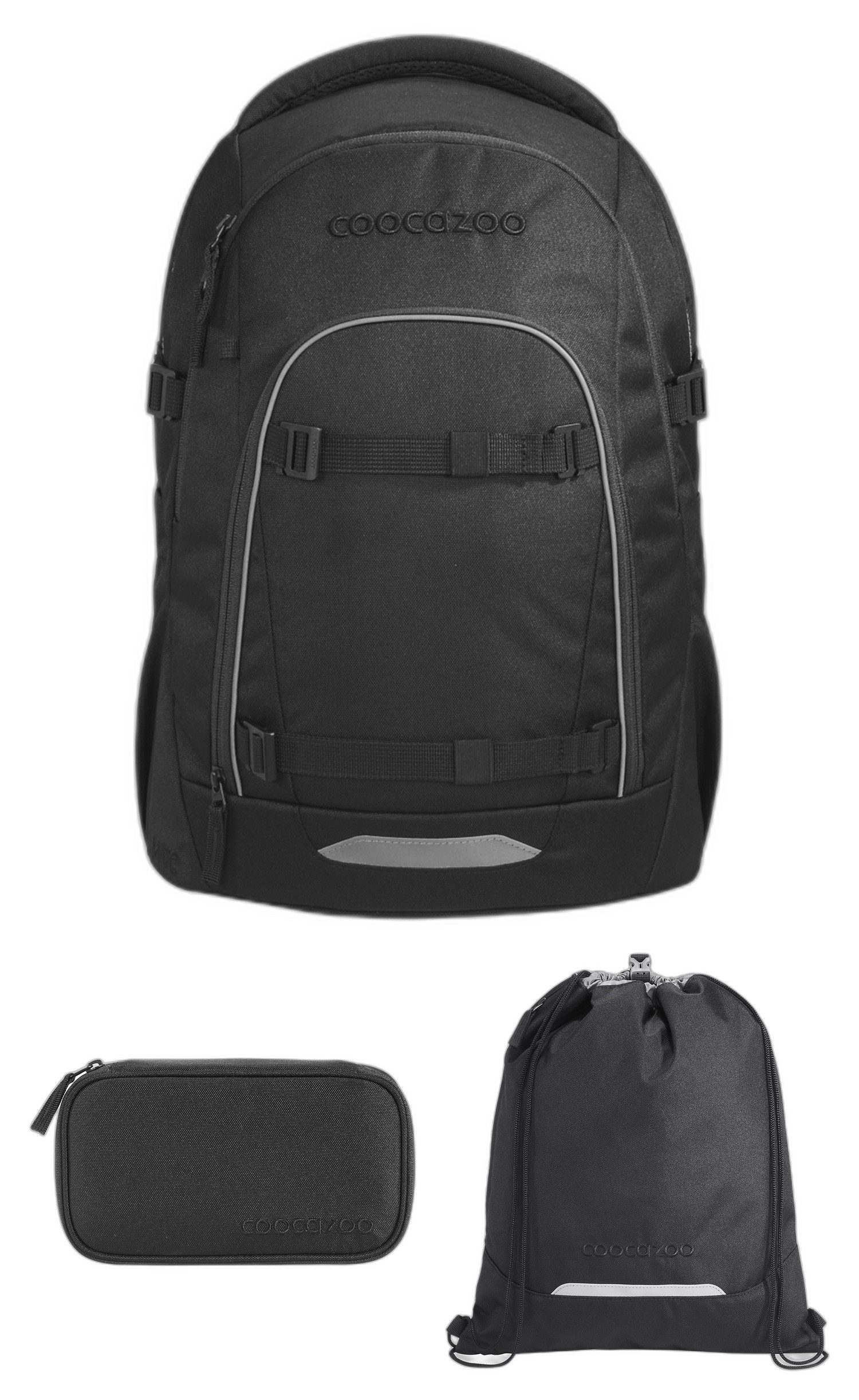 coocazoo Schulrucksack Coocazoo MATE, Black Coal Set 3tlg