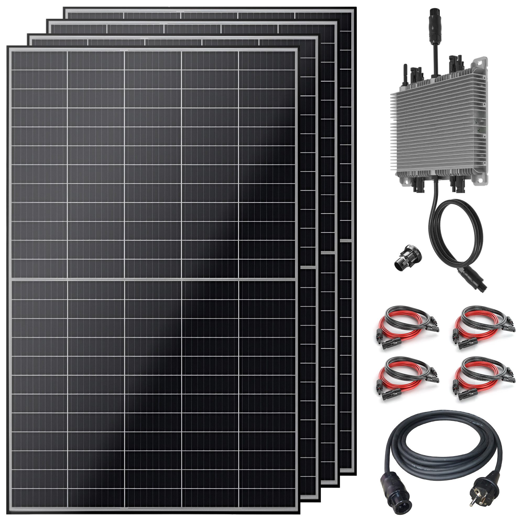 VESKA Solaranlage Balkonkraftwerk 2000 Watt Photovoltaik PV Anlage, 2000,00 W, Monokristallin, (Komplettset, Schwarz WIFI), Bifazial, Glas/Glas, TOP-CON, N-TYPE, Antireflexbeschichtung