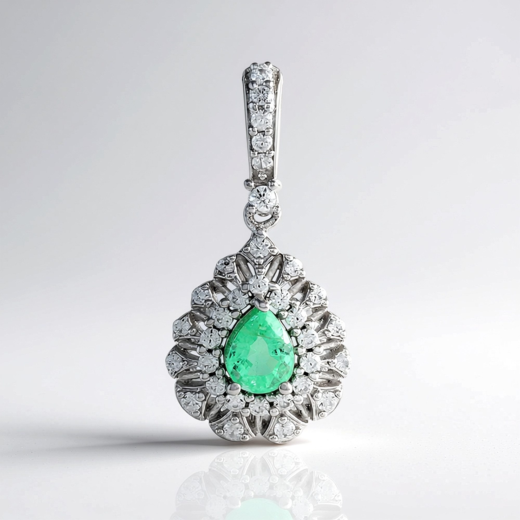 Cavill Kettenanhänger Cavill Tropfenanhänger Smaragd 0,19 ct, 925er Silber platin Zirkon (1-tlg)