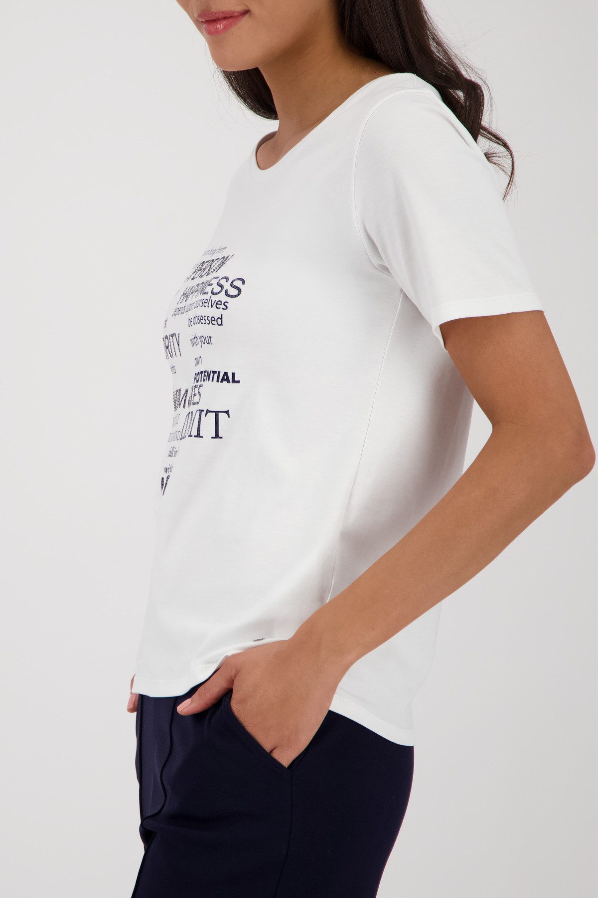 Monari T-Shirt Rundhalsausschnitt, Regular Fit, Strasssteine