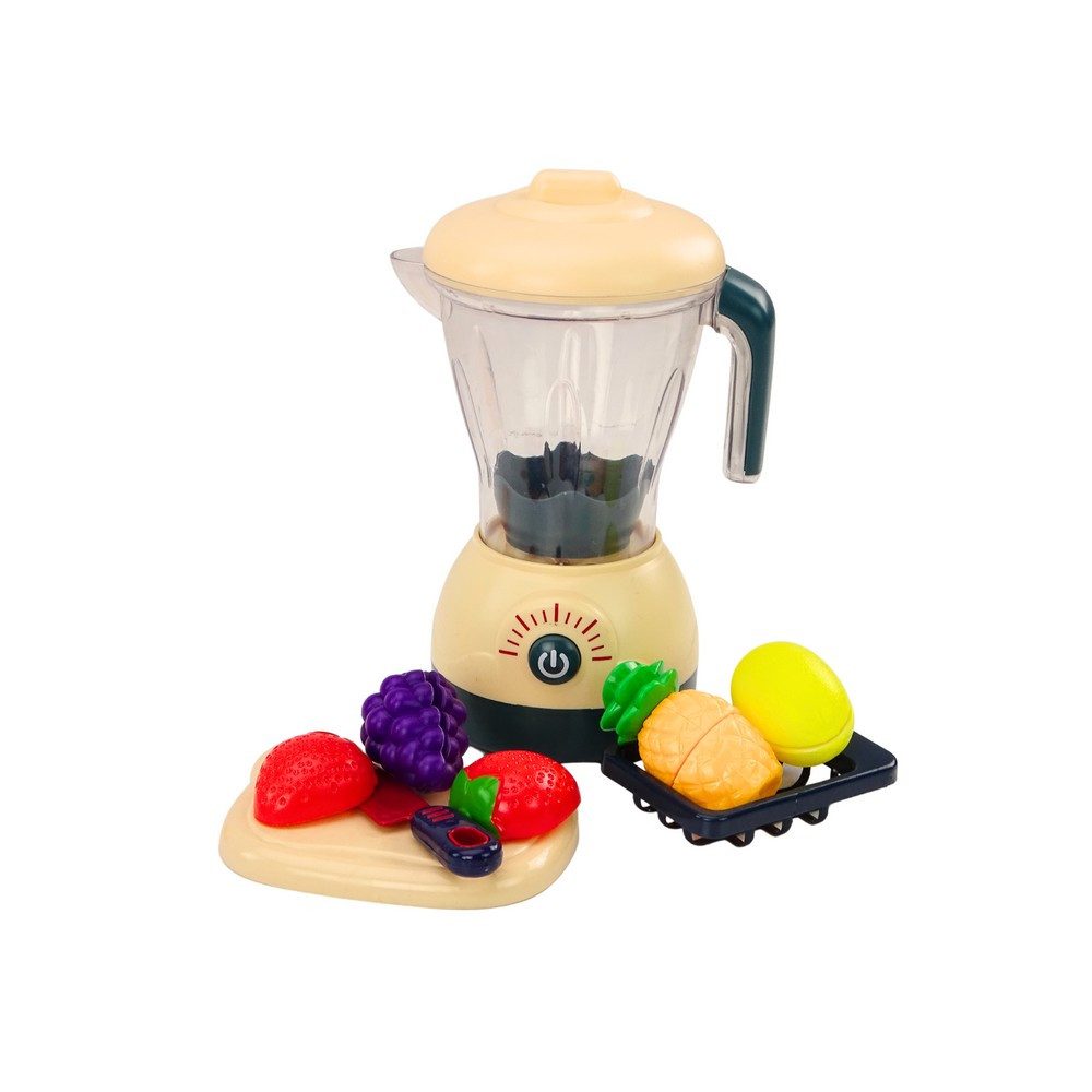 LEAN TOYS Kinder-Standmixer Spielmixer Küchenspielzeug Schneideset, (Spar-Set, 1-tlg., 20,5 x 9 cm interaktiv), Licht- & Soundeffekte, Drehfunktion, Wasserfunktion