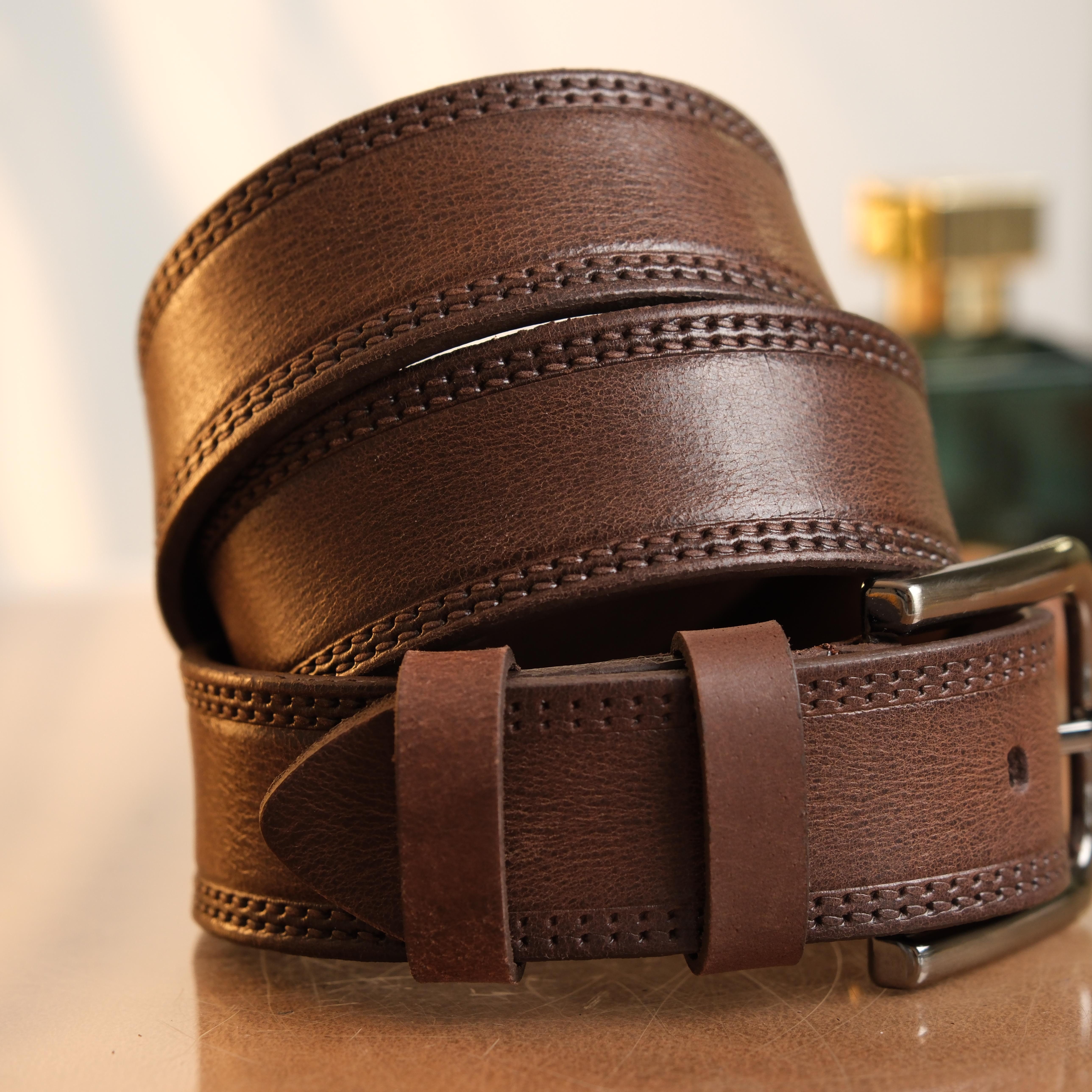herémood Ledergürtel Gürtel Herren 4cm breit Ledergürtel Jeans Premium Geschenke für Männer (100 % Echtleder Gürtel handgefertigt, hochwertig verarbeitet, kürzb – Bild 4 von 5