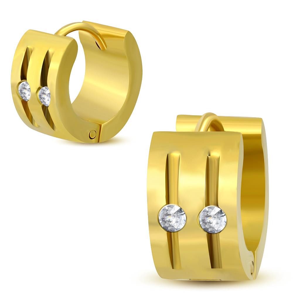 Creolen-Set Creolen mit Cut-Outs klaren Kristallen gold Edelstahl für Damen