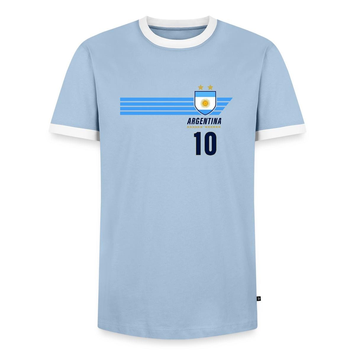 T-Shirt Argentinien Fußball Fanlook Nummer 10 Männer Kontrast T-Shirt