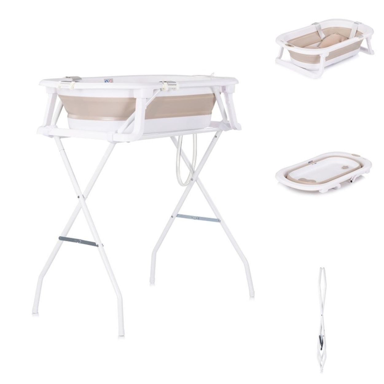 Chipolino Babybadewanne Set Malibu, 78 cm, Ständer, klappbar, Wasserablauf, Thermometer, Badewannennetz