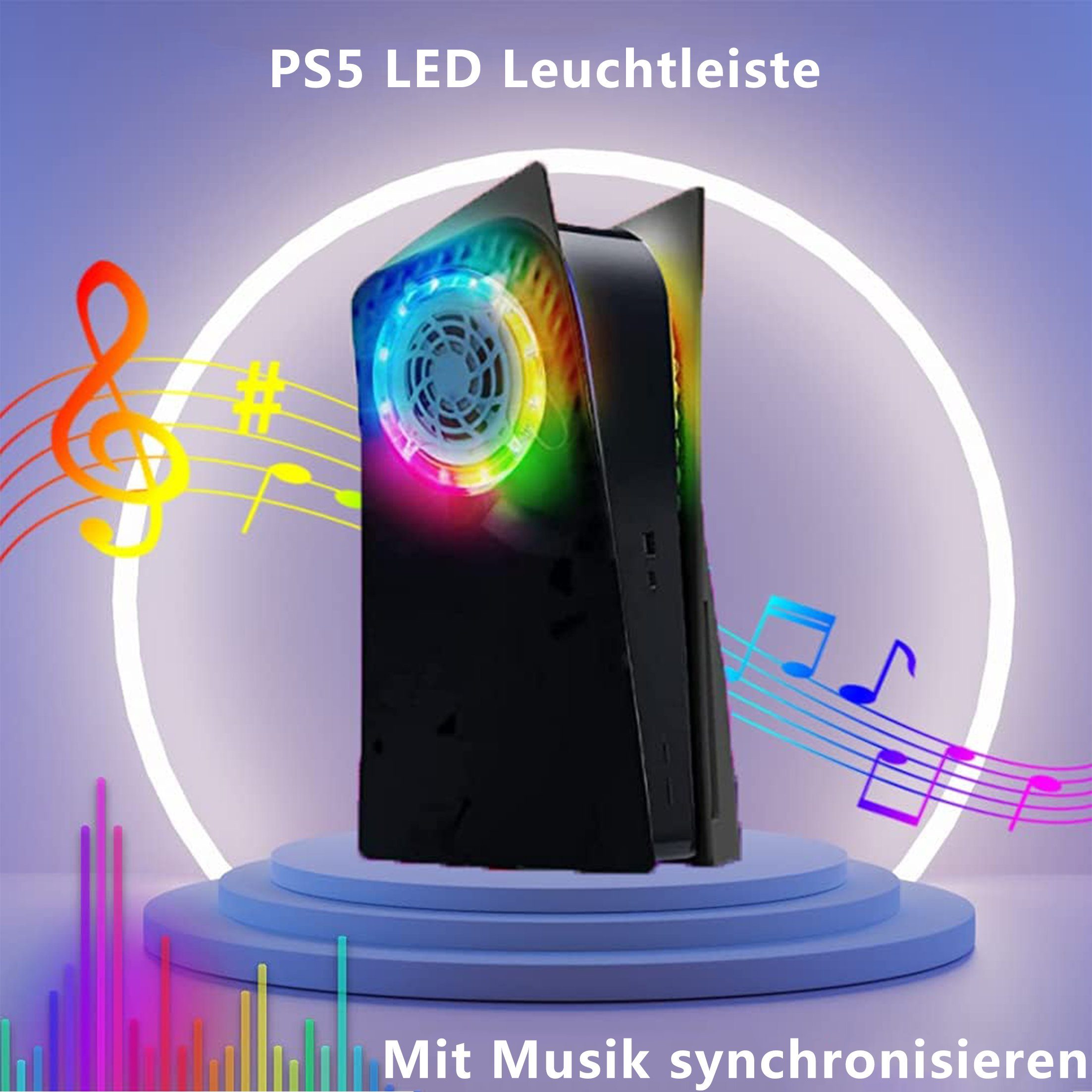 PlayStation PS5-Konsole LED-Lichtleiste, Tadow 8 USB-Taste/Fernbedienung/App, 5-Controller Farben