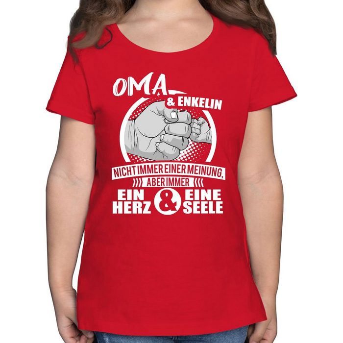 Shirtracer T-Shirt Oma & Enkelin Immer ein Herz & eine Seele - Partner-Look Familie Kind - Mädchen Kinder T-Shirt kinder tshirt mädchen rot - oma und enkelin - omi geschenk