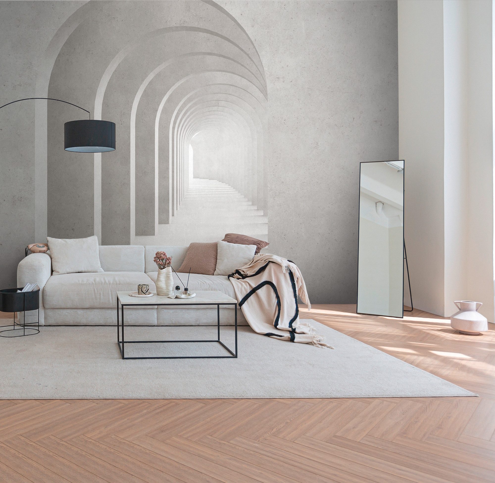 Fototapete THE WALL III Beton-Optik Tapete Motivtapete Rundbogen 3D