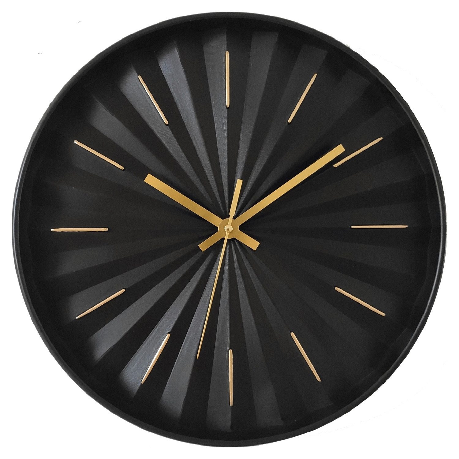 GLOBO LIGHTING Wanduhr FINE, Schwarz, Goldgelb, Ø 30 cm, Kunststoff, (Glas) günstig online kaufen