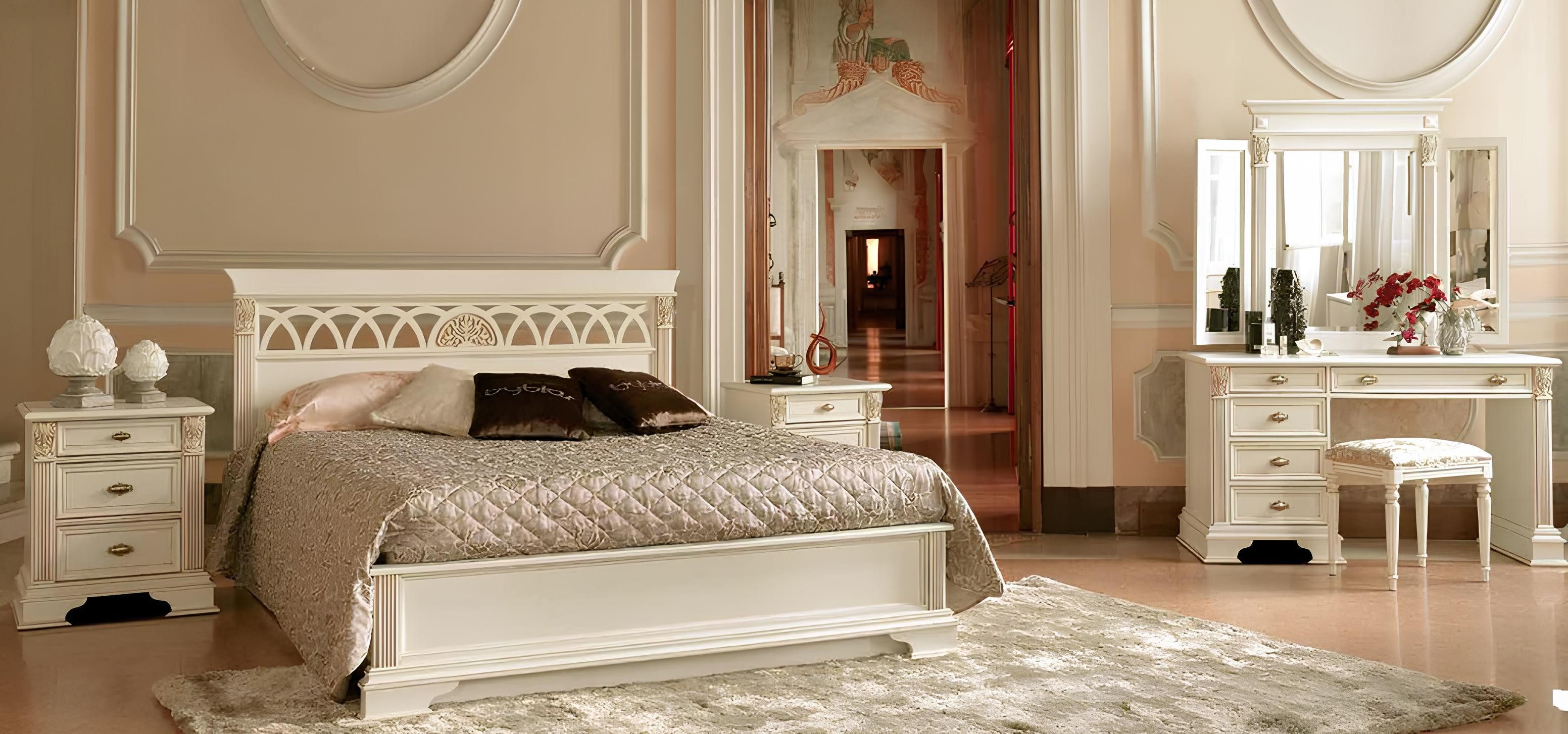 JVmoebel Bett Doppelbett Italienisches Design in Weiß für Schlafzimmermöbel, Made in Europa