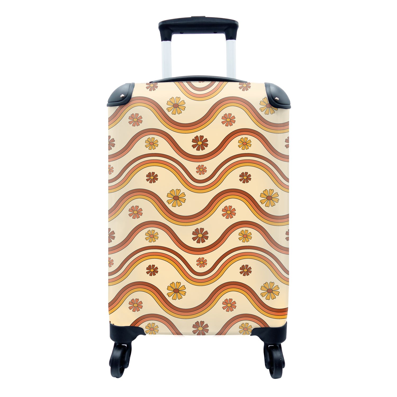 MuchoWow Handgepäckkoffer Vintage - Muster - Regenbogen, 4 Rollen, Reisetasche mit rollen, Handgepäck für Ferien, Trolley, Reisekoffer