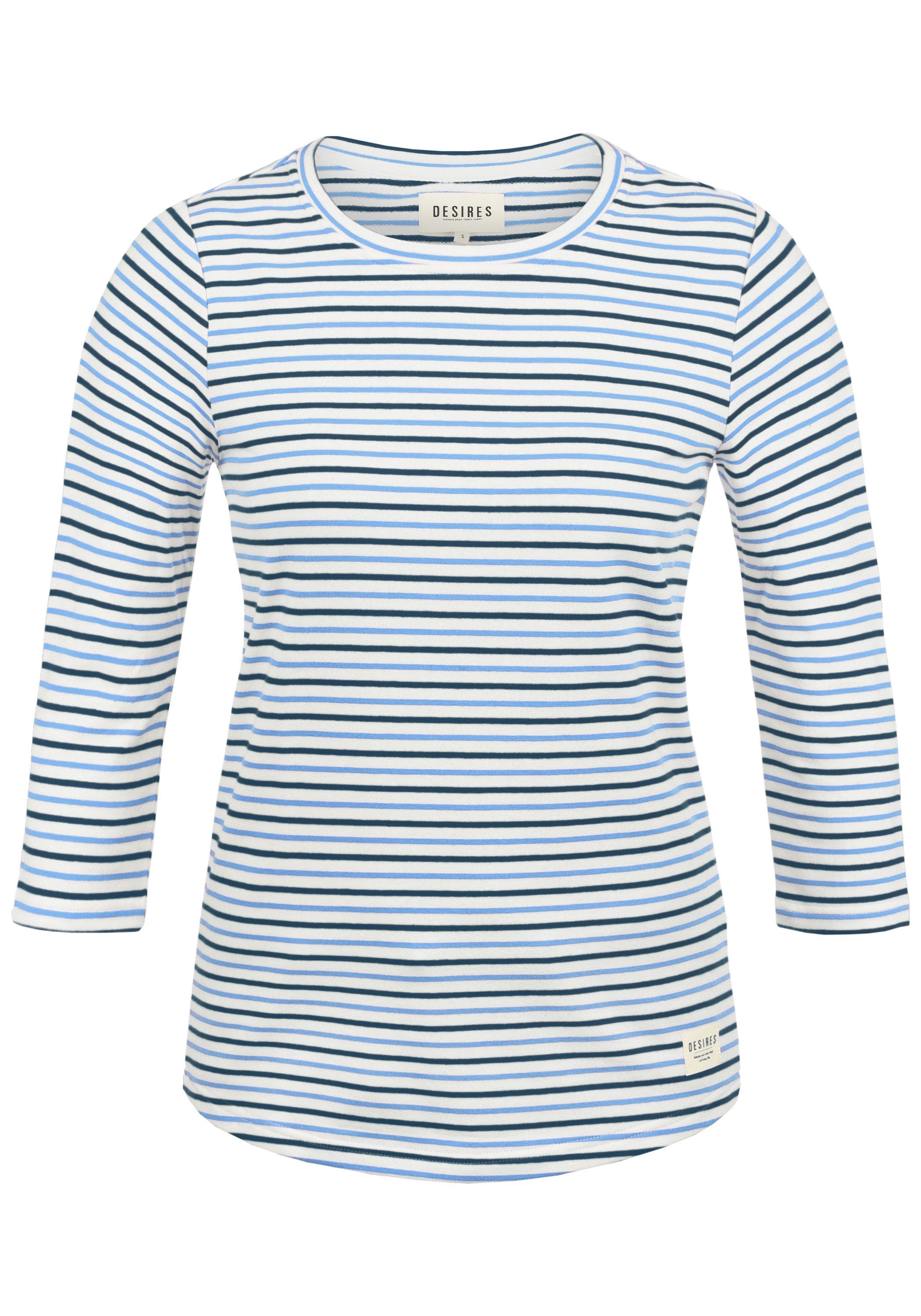 Sweatshirt Blue Helene 3/4-Arm-Shirt Sky (1025) DESIRES gestreiftes