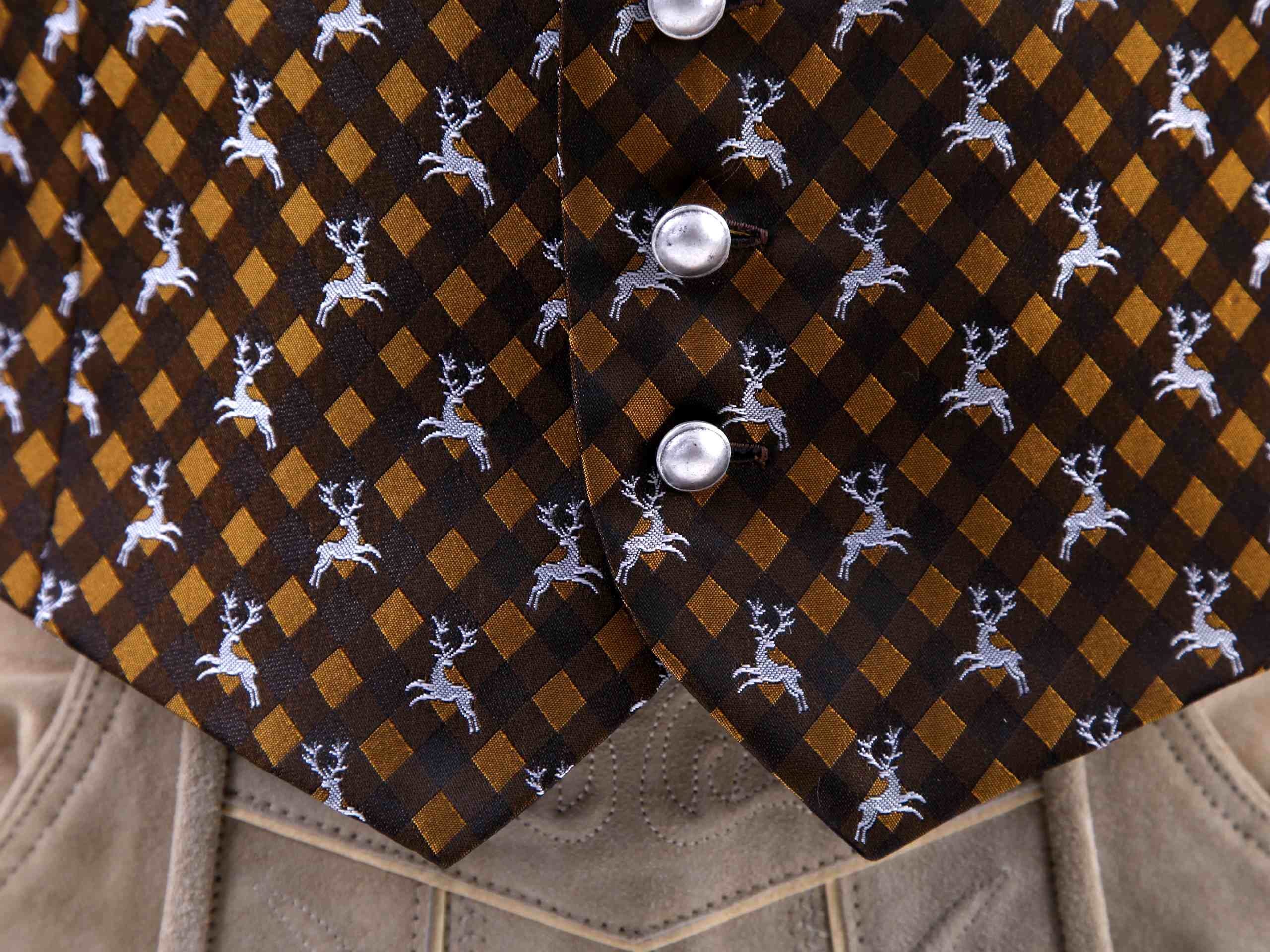 Almbock Trachtenweste Trachtengilet Toni (1-tlg) braun gemustert