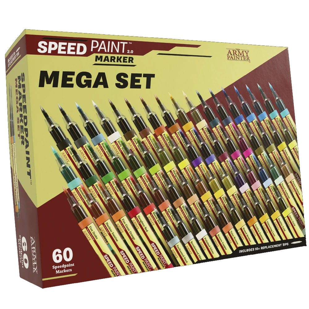 Army Painter Acrylfarbe Speedpaint Marker - Mega Set Stifte mit Pinselspitze für Miniaturen, feine Spitze zum präzisen Auftragen