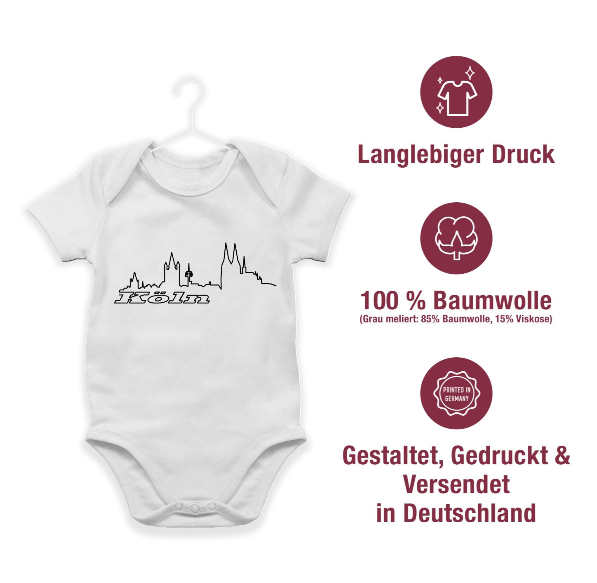 Shirtbody Weiß Skyline Shirtracer 2 Wappen Baby Köln Länder