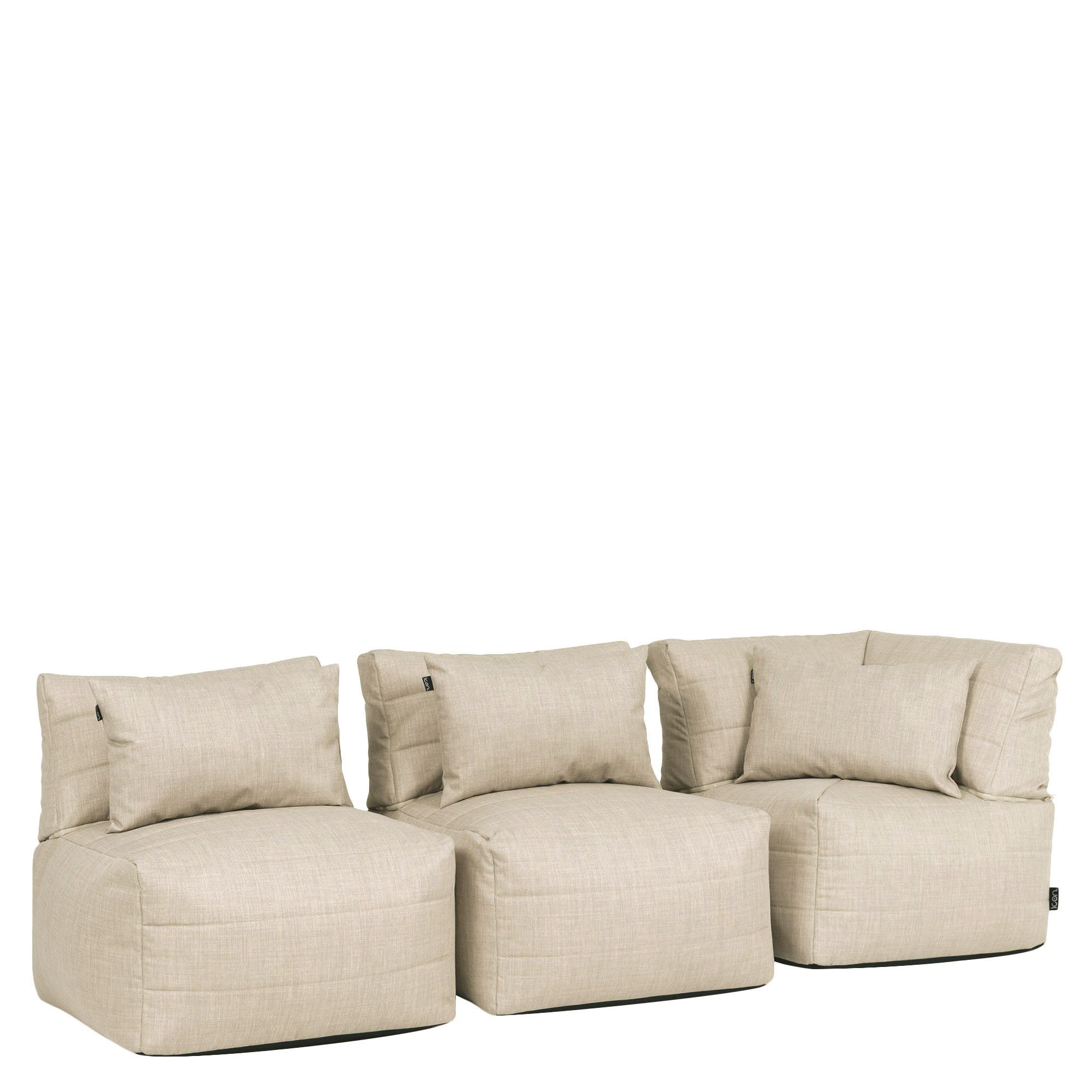 icon Gartenlounge-Set Modulares Outdoorsofa 3 Stück aus Webstoff „Noa“, (Spar-Set, 1 x Ecksofa, 2 x Sessel), Made in Germany, UV-beständig, wetterfest