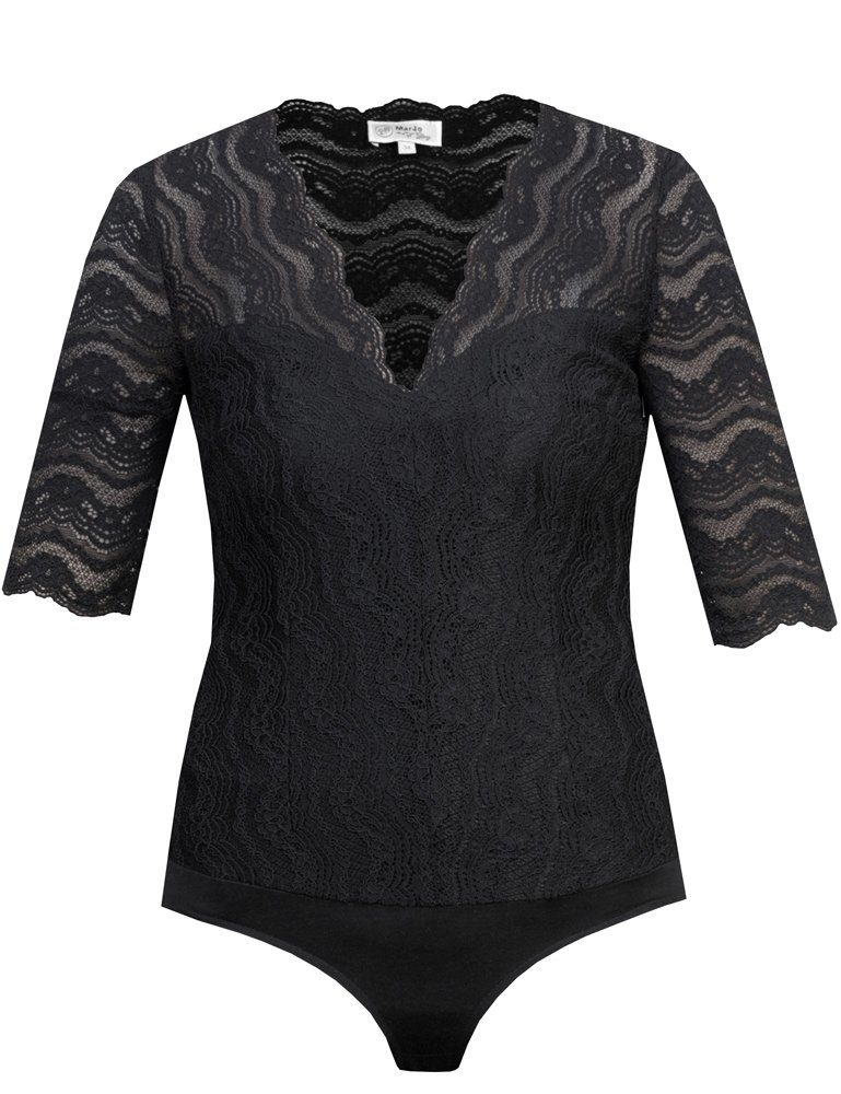 Body Blusenbody 'Gina-Lotta' Spitze Halbarm, Schwarz