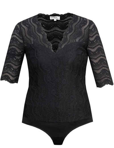 MarJo Body Blusenbody 'Gina-Lotta' Spitze Halbarm, Schwarz