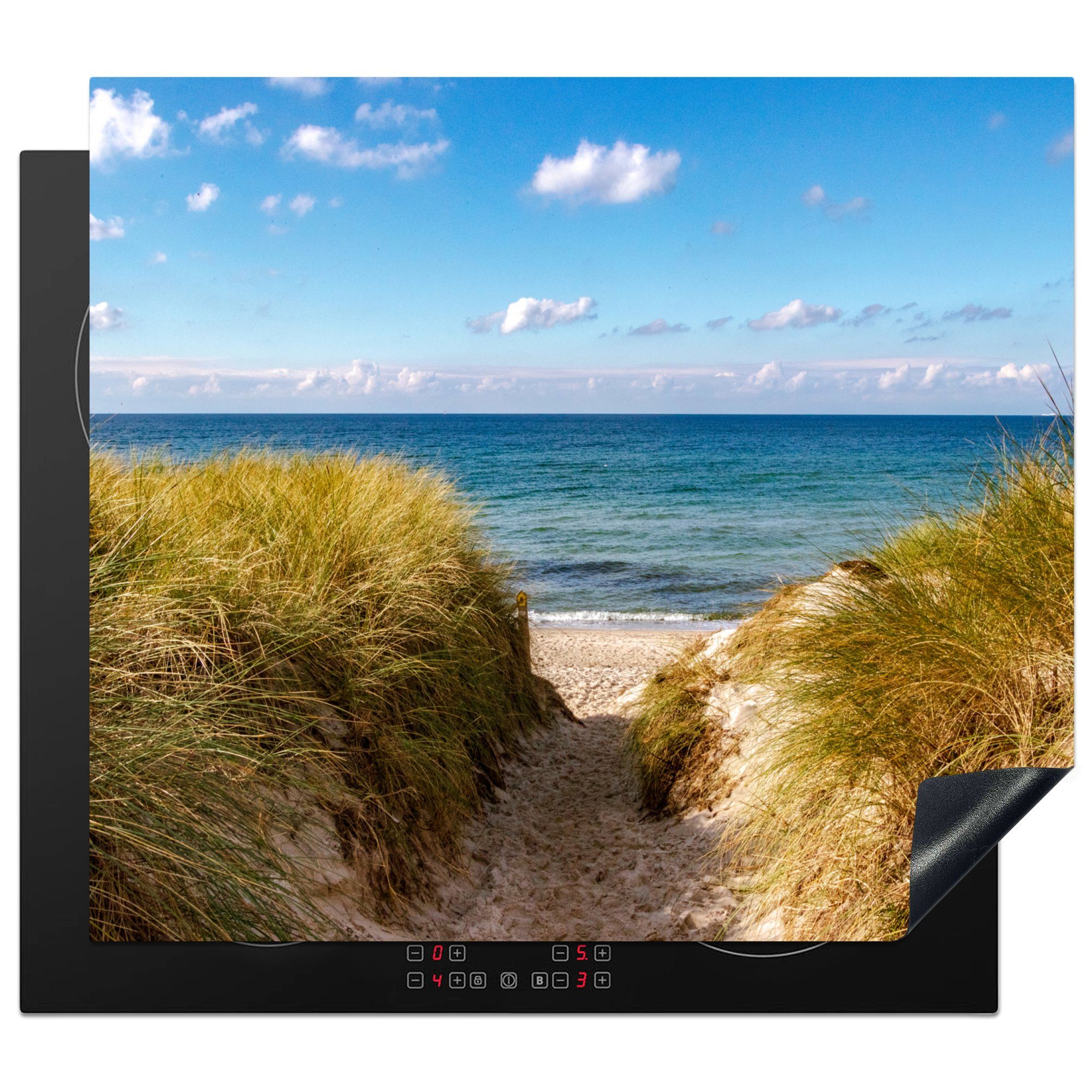 MuchoWow Herdblende-/Abdeckplatte Strand - Wolken - Deutschland, Vinyl, (1 tlg), 59x52 cm, Ceranfeldabdeckung für die küche, Induktionsmatte