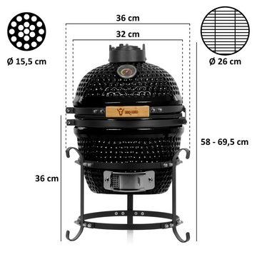 BBQ-Toro Keramikgrill Kamado Holzkohlegrill Ø 32 cm "HAIIRO" mit Grillrost und Thermometer