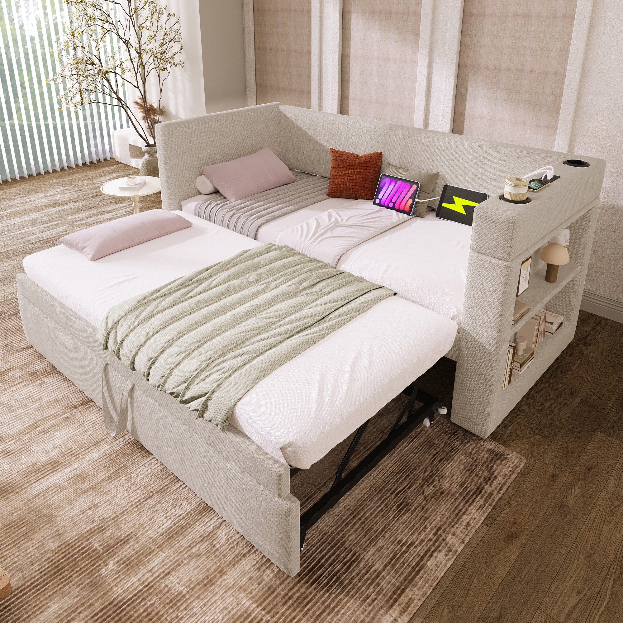 Flieks Daybett, Polsterbett 90/180x190cm mit Ausziehbett, günstig online kaufen