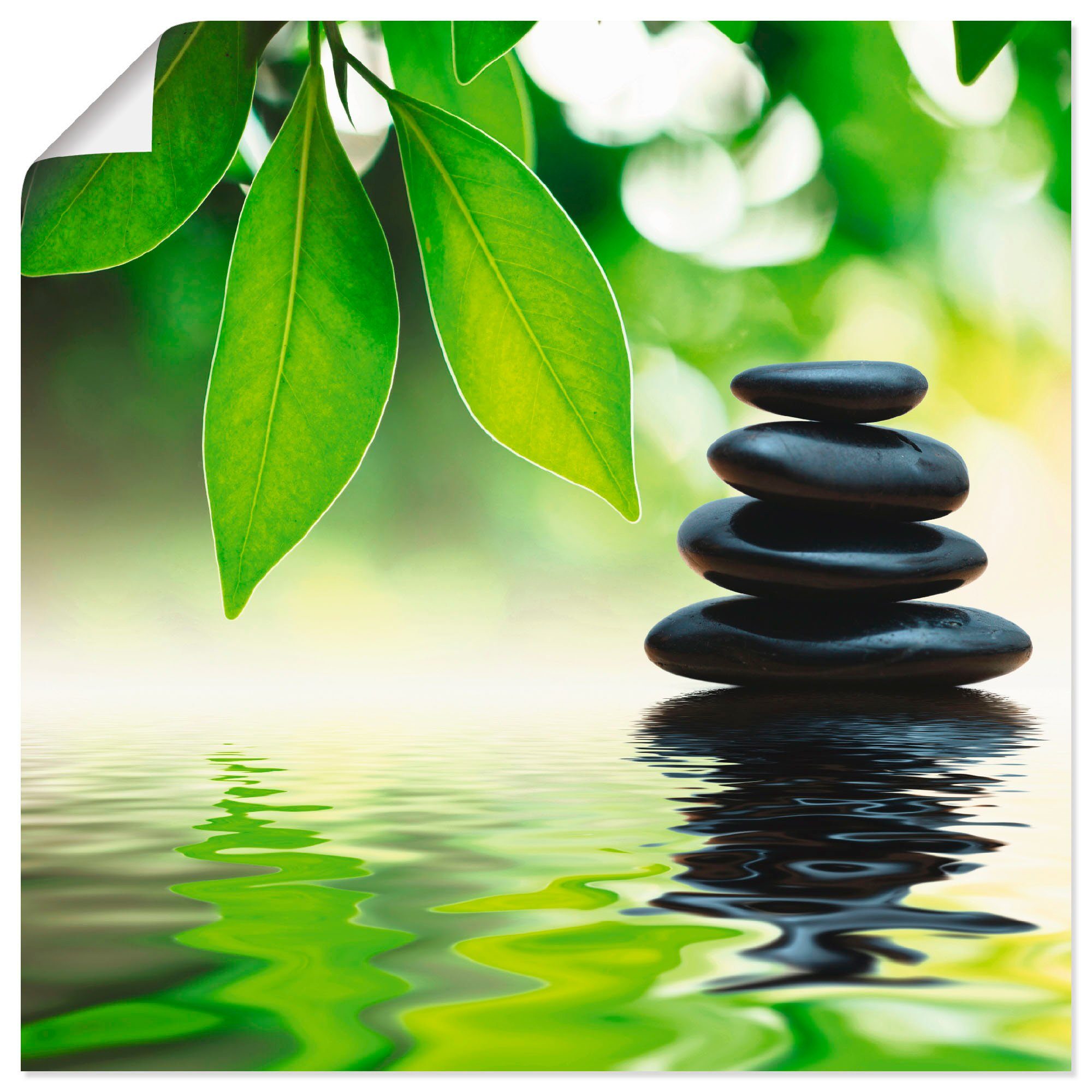 Artland Poster Zen Steinpyramide auf Wasseroberfläche, Zen (1 St), ohne Rahmen