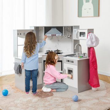 KOMFOTTEU Spielküche MDF, Kinderküche mit realistischem Licht und Sound, Wasserkreislaufsystem