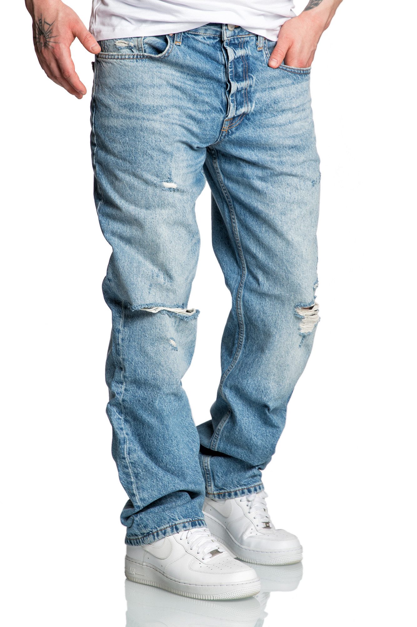 REPUBLIX Loose-fit-Jeans EZRA Herren 90s Destroyed Denim Jeans Hose Straigh günstig online kaufen