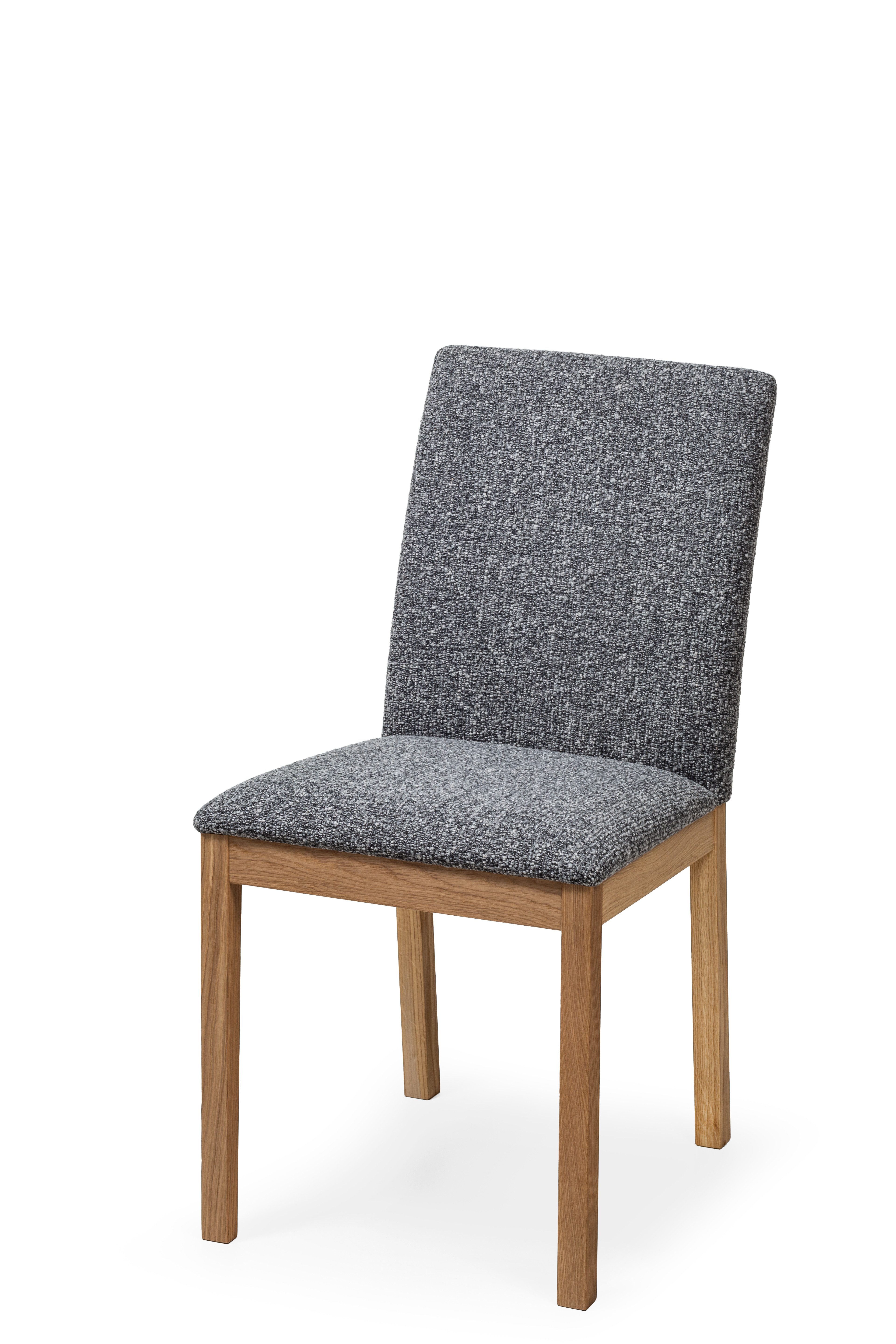 Woodek Design Esszimmerstuhl BERG, gepolstert mit Monet Anthracite Stoff (dunkel) (eleganter und robuster Stuhl, 1 St), hergestellt aus massivem Eichenholz