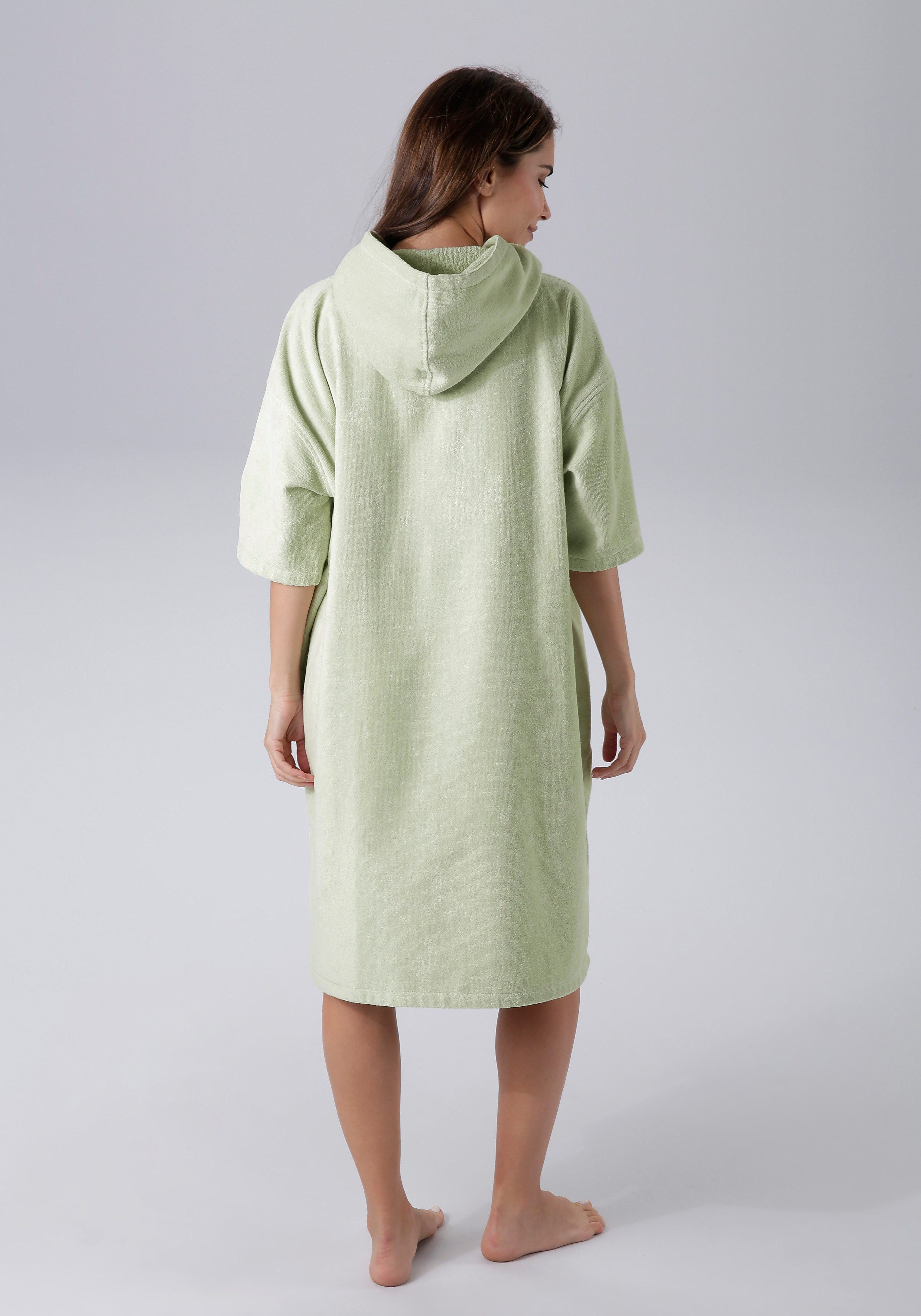 KangaROOS Badeponcho Summer, ideal für Sauna, Spa & im Urlaub, Damen & Herren, Midilänge, Baumwolle, Kapuze, ohne, Surfponcho, mit Bauchtasche, 100% Baumwolle, Frottee