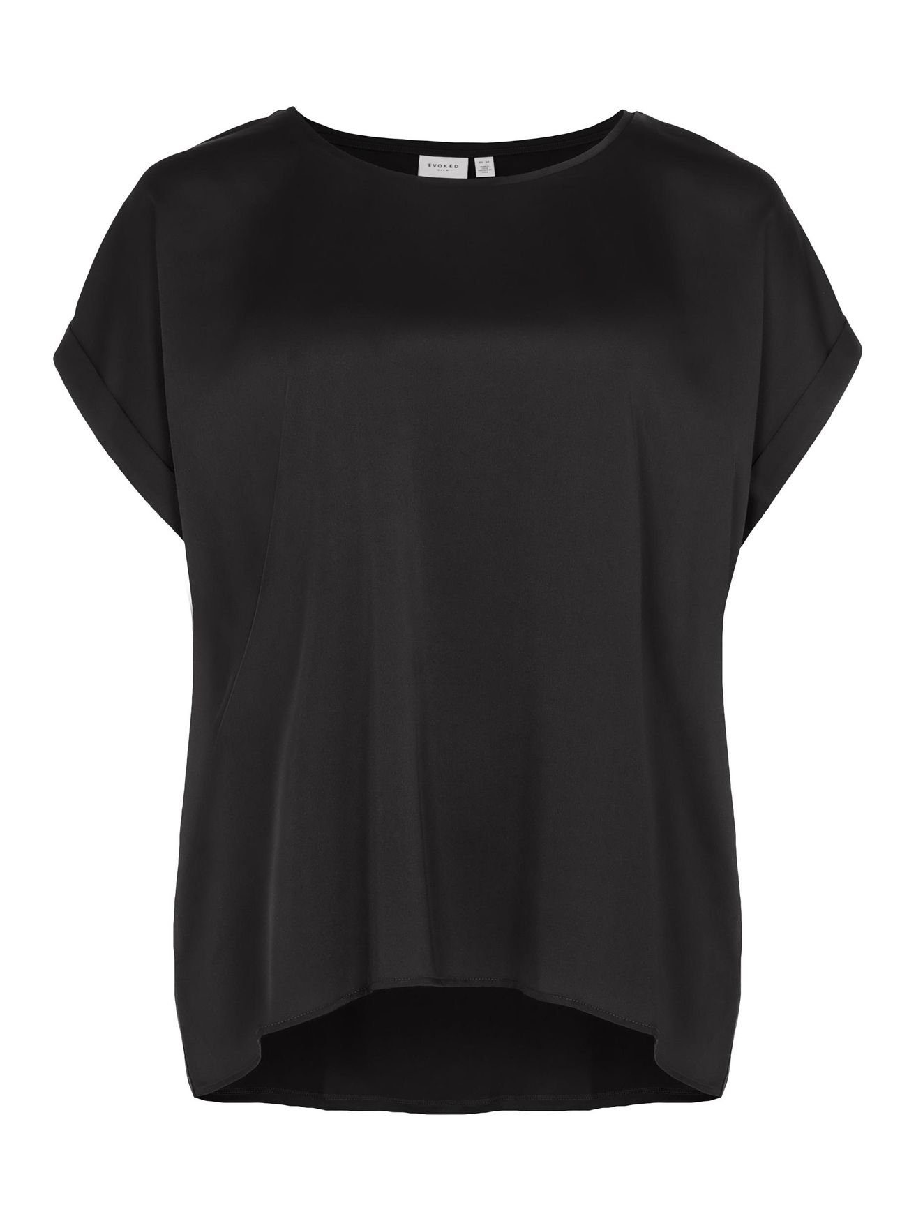 Schwarz Size in T-Shirt Satin T-Shirt Basic Vila VIELLETTE Top 4615 Plus Übergrößen Blusen