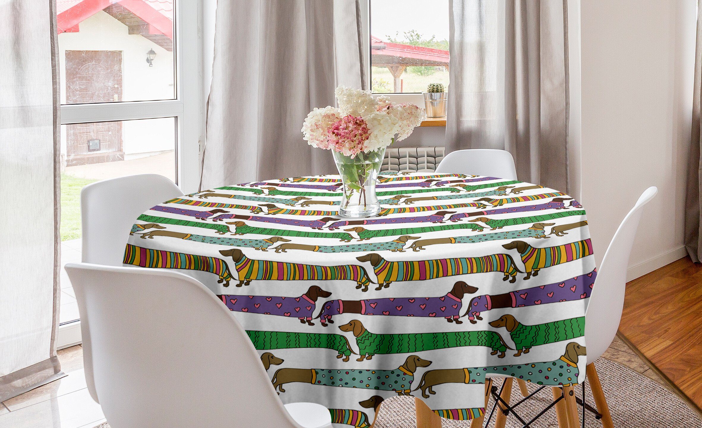 Tischdecke Dekoration, für Tischdecke Kreis Kleidung Abakuhaus Abdeckung Esszimmer Dackel Küche Hundeliebhaber in