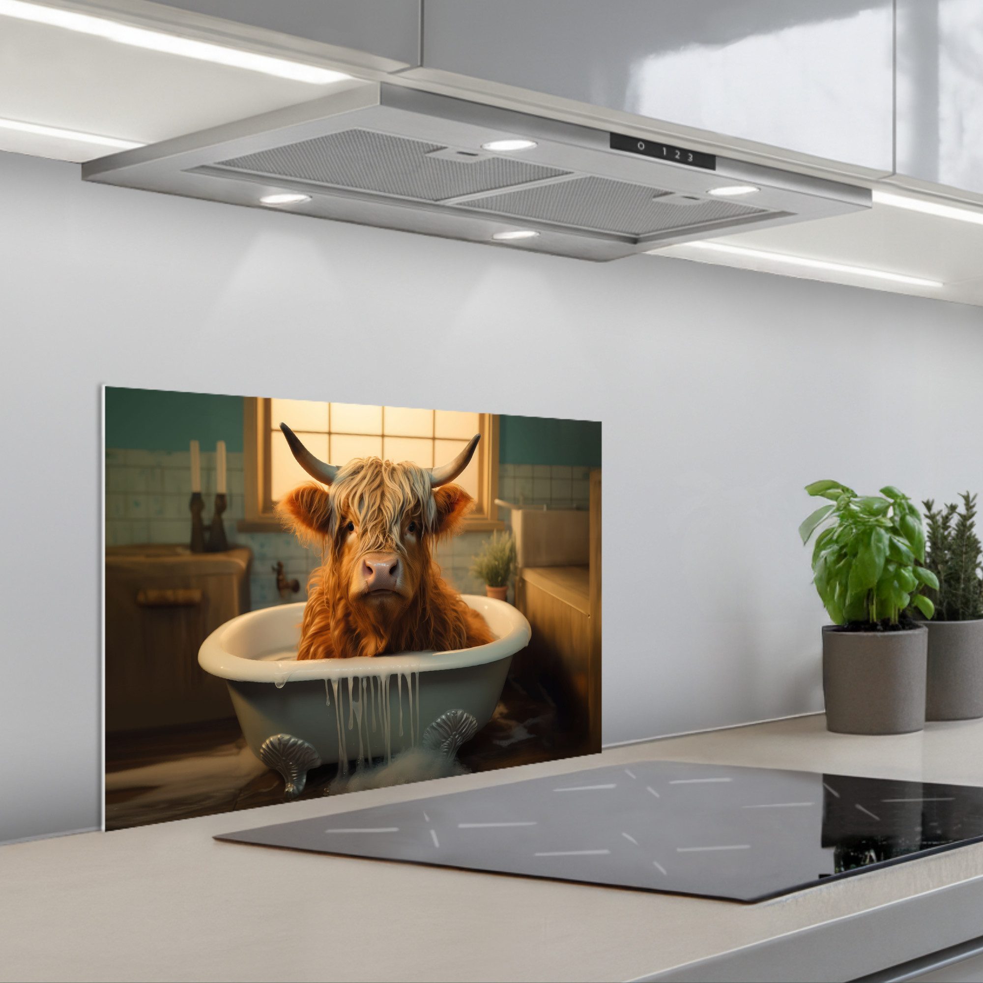 MuchoWow Küchenrückwand selbstklebend Scotch highlander - Bad - Badezimmer, günstig online kaufen