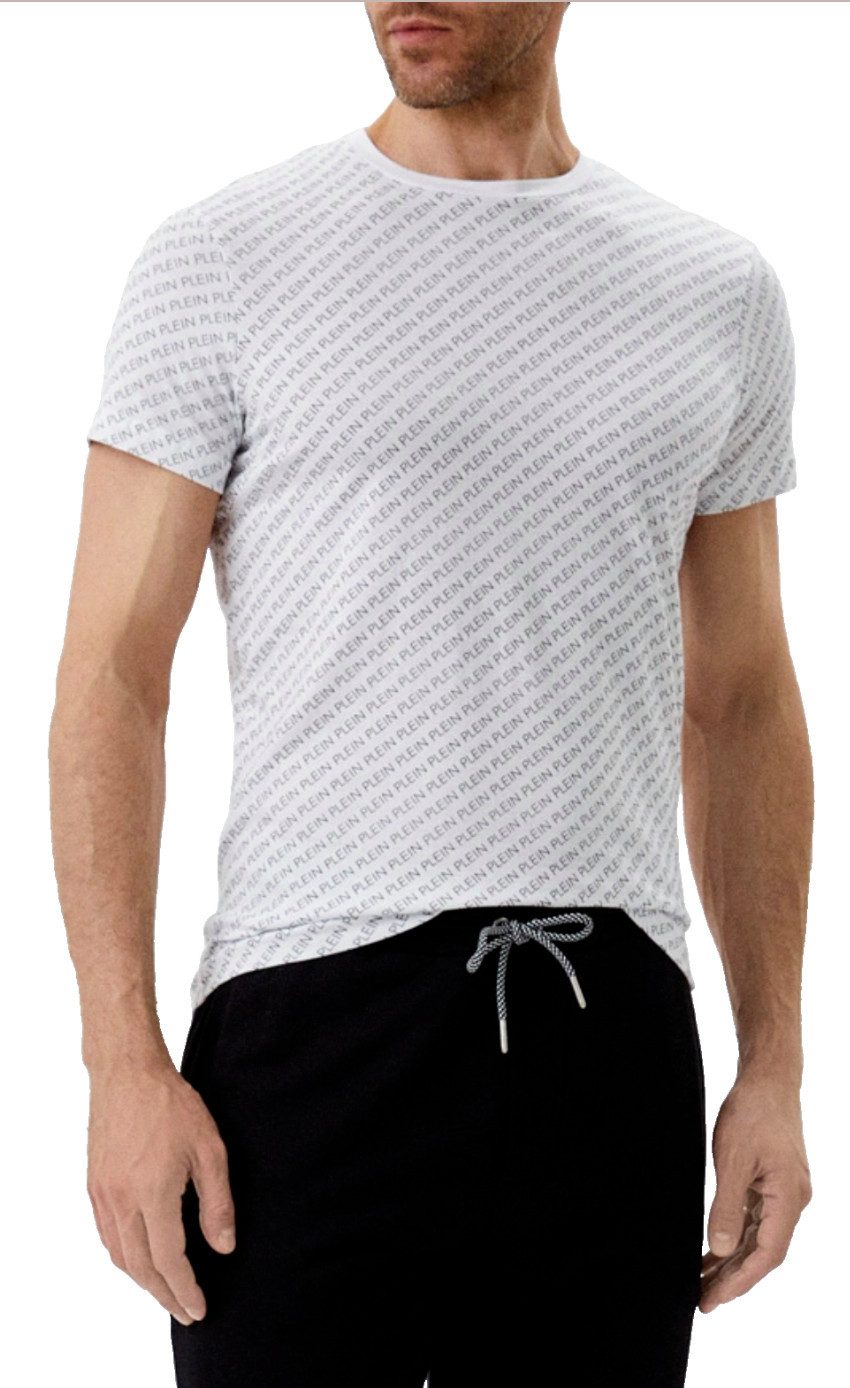 PHILIPP PLEIN T-Shirt Herren Multi Logo Slim fit Skull Tee mit Doppelnadels günstig online kaufen