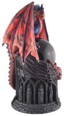 Vogler direct Gmbh Dekofigur Crystal Guardian Dragon bewacht Kristallkugel - coloriert by Veronese, Kunststein, coloriert, by Veronese, Größe: L/B/H ca. 15x11x20 cm