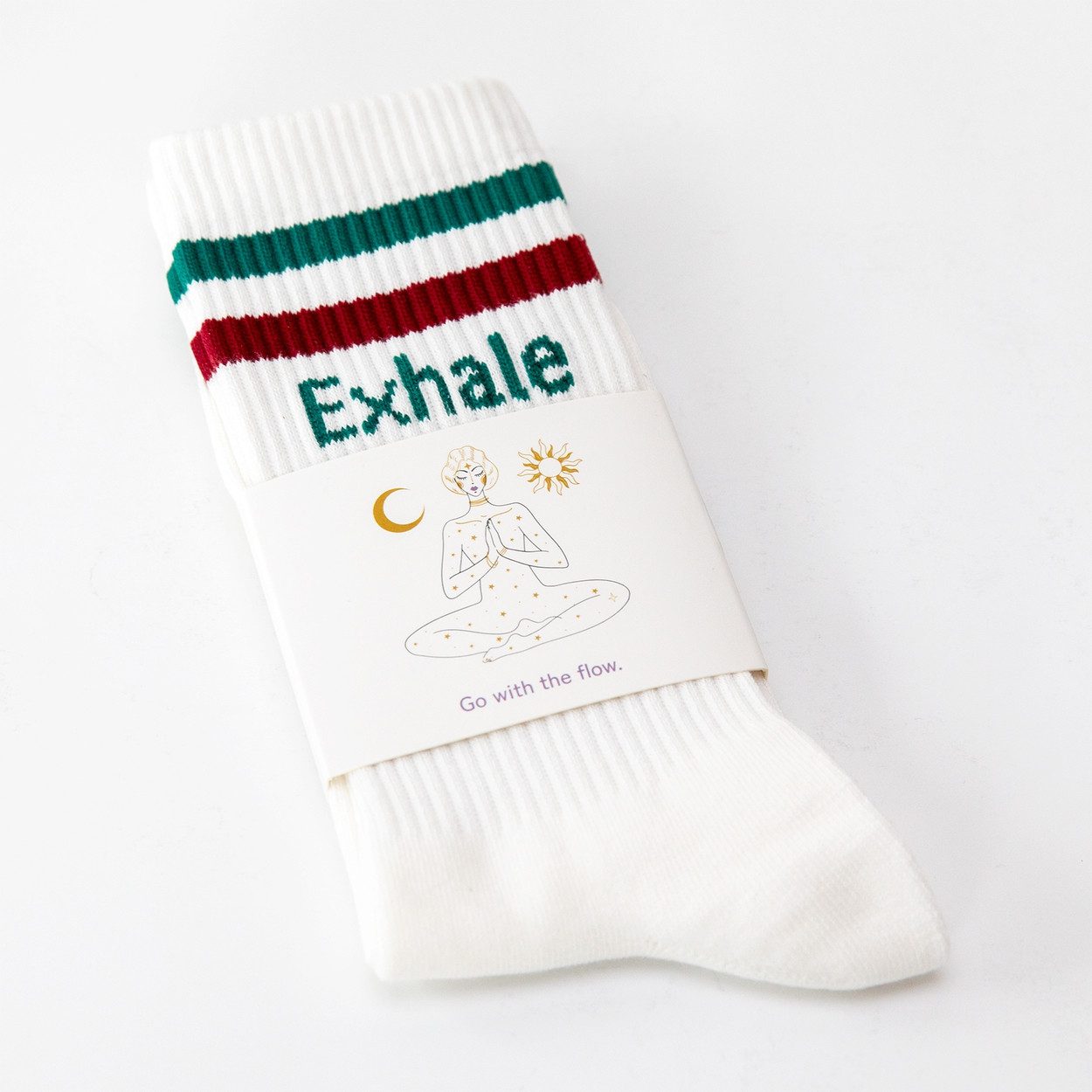Sportsocken Socken mit Yoga-Motiv: Inhale Exhale