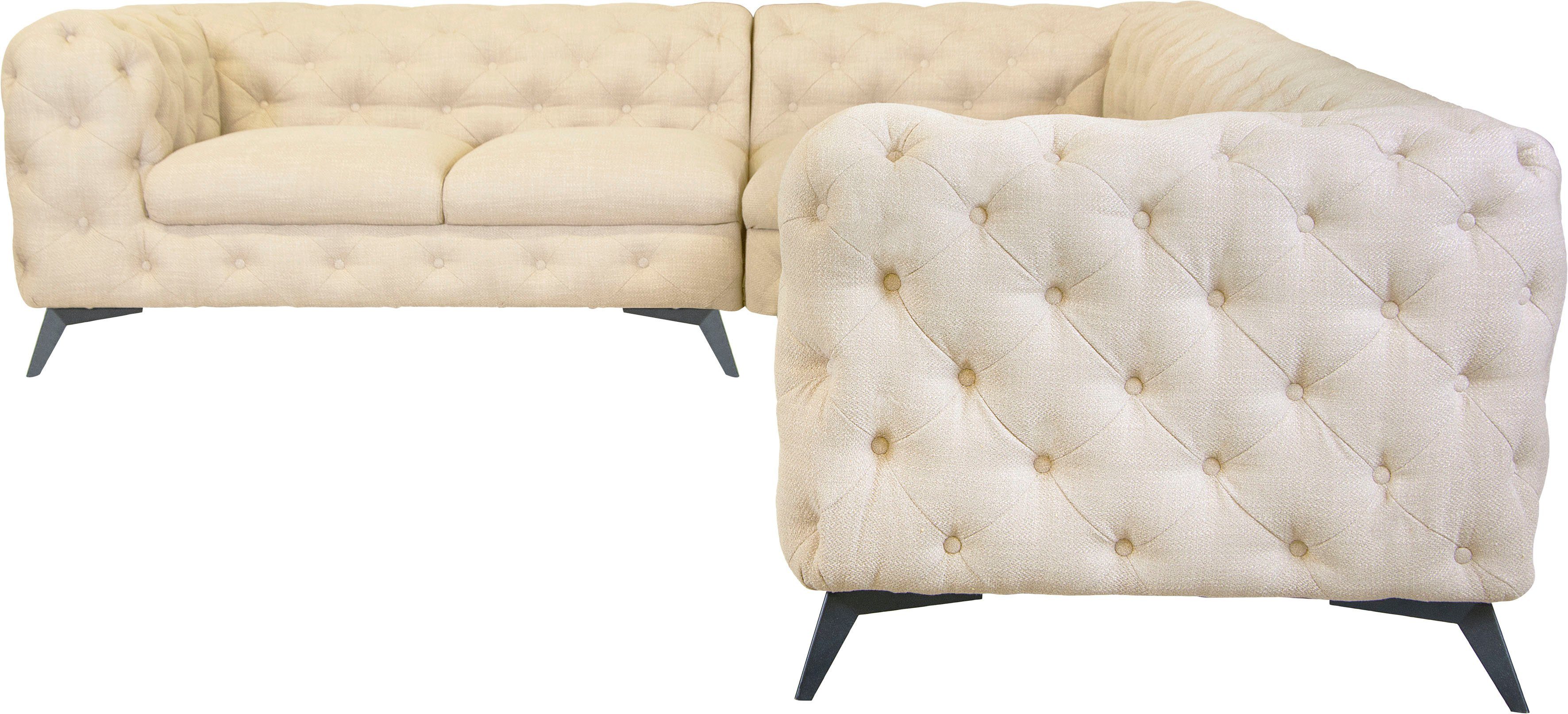 Home affaire Chesterfield-Sofa Ecksofa GLYNIS L-Form mit Wellenunterfederung, Maße B/T/H 323/264/75cm, aufwändige Knopfheftung, moderne Chesterfield Optik, Fußfarbe wählbar