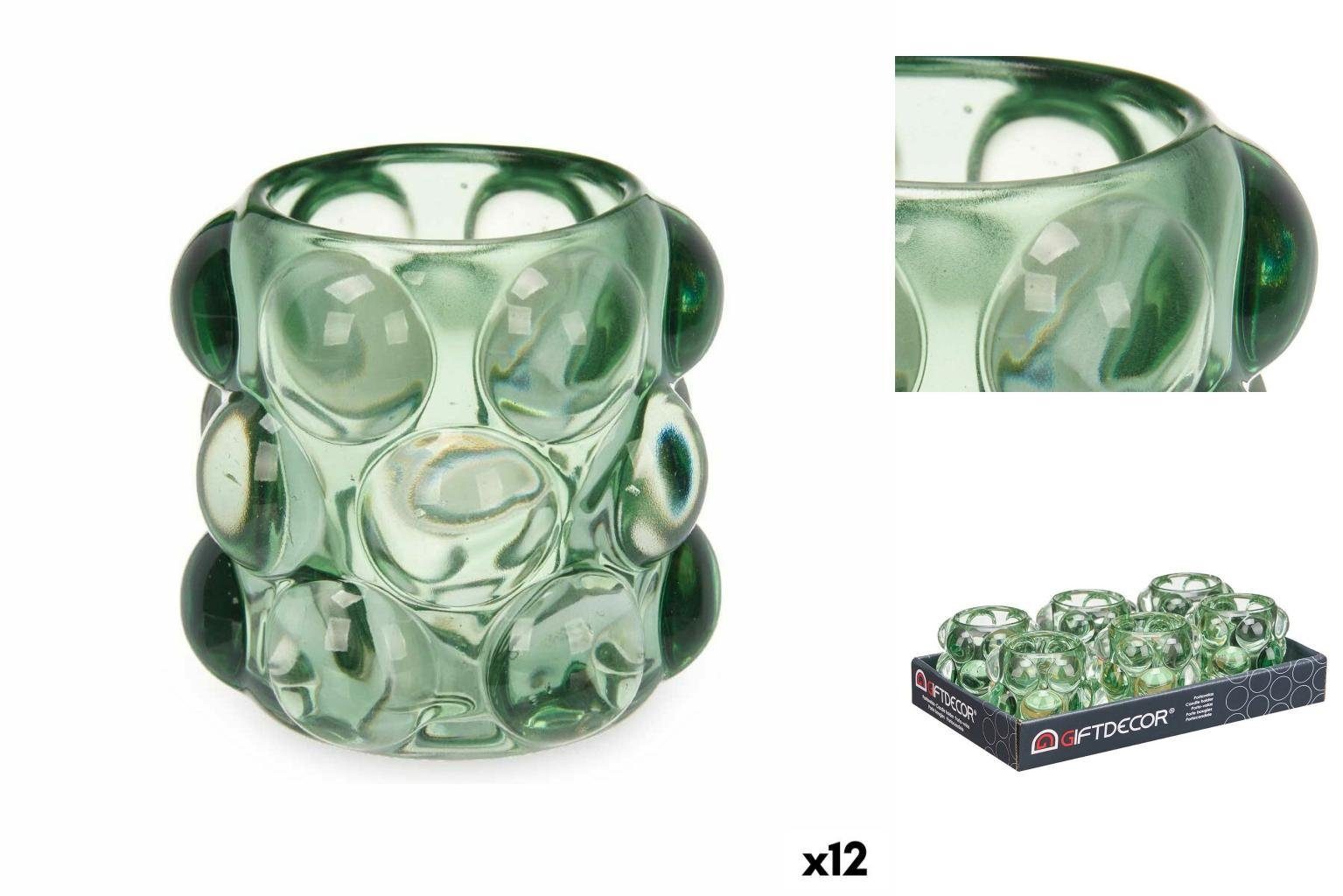 Gift Decor grün Windlicht Mikrosphären 8,4 x 8,4 Kerzenschale 9 Stück x cm Glas 12