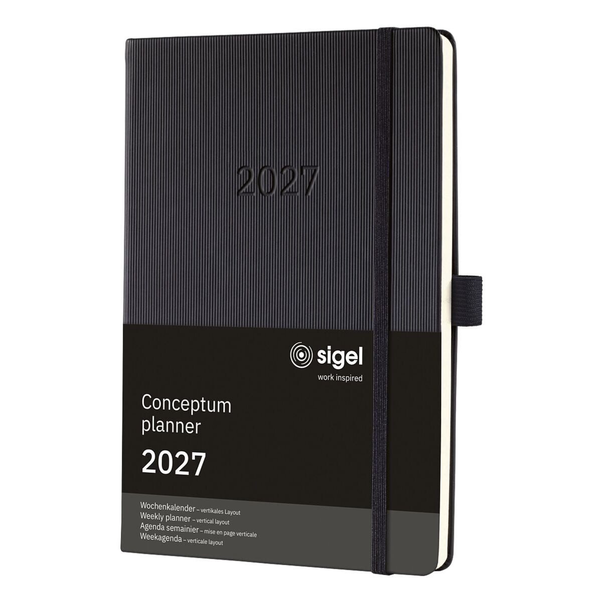 Sigel Buchkalender Conceptum 2027 Hardcover, 1 Woche = 2 Seiten, inkl. Stickerbogen
