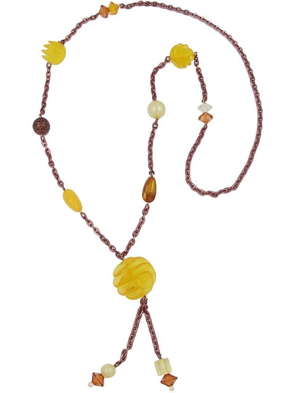 Gallay Perlenkette Kette Spiralperle gelb, Ankerkette (1-tlg)